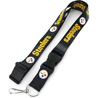 aminco NFL Pittsburgh Steelers Cordón para Equipo, Color Negro aminco NFL Pittsburgh Steelers Cordón para Equipo, Color Negro