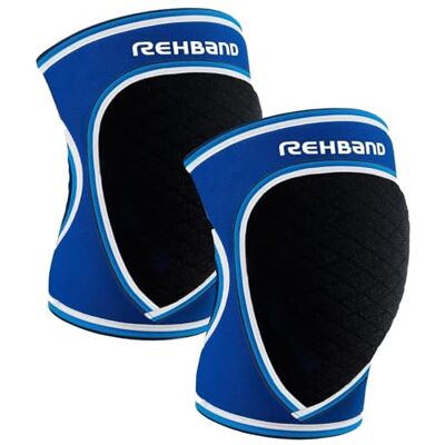 Rehband Rodilleras deportivas de neopreno para voleibol, balonmano y deportes de sala, ajuste ceñido y cómodo, protección de rodilla unisex, azul, 1 par, talla XL Rehband Rodilleras deportivas de neopreno para voleibol, balonmano y deportes de sala, ajuste ceñido y cómodo, protección de rodilla unisex, azul, 1 par, talla XL