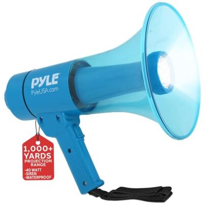 Pyle megafono, Portatil, A Prueba de Agua, Volumen Ajustable, 40V, Bocina de Mano Ligera, Grado Marino Pyle megafono, Portatil, A Prueba de Agua, Volumen Ajustable, 40V, Bocina de Mano Ligera, Grado Marino