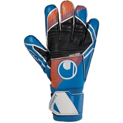 uhlsport Guantes de Portero de fútbol para niños y Adultos, Soft Pro Guantes de Portero de fútbol Transpirables con fijación en la muñeca y excelente Agarre, Azul/Naranja/Blanco, Talla 7-11 uhlsport Guantes de Portero de fútbol para niños y Adultos, Soft Pro Guantes de Portero de fútbol Transpirables con fijación en la muñeca y excelente Agarre, Azul/Naranja/Blanco, Talla 7-11
