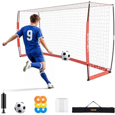VEVOR Fútbol portátil Plegable (3,6 x 1,8 m) Montaje fácil, resistente a la intemperie y duradero, con base de metal, bolsa de transporte, estacas para adolescentes y VEVOR Fútbol portátil Plegable (3,6 x 1,8 m) Montaje fácil, resistente a la intemperie y duradero, con base de metal, bolsa de transporte, estacas para adolescentes y