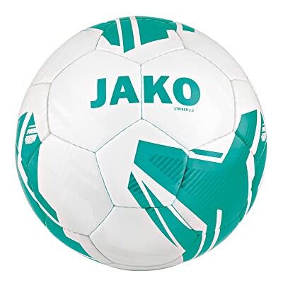JAKO Striker 2.0 Ms Lightball Balón de fútbol, Color Blanco y Turquesa JAKO Striker 2.0 Ms Lightball Balón de fútbol, Color Blanco y Turquesa