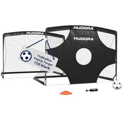 Hudora PopUp Target 150 Portería de fútbol (2 Unidades, 150 x 112 x 112 cm, con Diana, balón, Bomba y 6 Bolsas de Entrenamiento, portería emergente para jardín, Parque y Entrenamiento de fútbol) Hudora PopUp Target 150 Portería de fútbol (2 Unidades, 150 x 112 x 112 cm, con Diana, balón, Bomba y 6 Bolsas de Entrenamiento, portería emergente para jardín, Parque y Entrenamiento de fútbol)