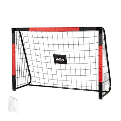 AKTIVE Portería de fútbol de Acero, Estructura Desmontable, Fácil de Montar, 180x120x60 cm, con Red de poliéster, Incluye 5 piquetas para fijación, Resistente y Ligera, óptimo para Entrenar AKTIVE Portería de fútbol de Acero, Estructura Desmontable, Fácil de Montar, 180x120x60 cm, con Red de poliéster, Incluye 5 piquetas para fijación, Resistente y Ligera, óptimo para Entrenar