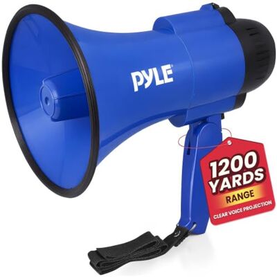 Pyle Altavoz megáfono Compacto con Pilas con Sirena, megáfono portavoces de 30 vatios, micrófono,2 Modos, PA PA PA y asa Plegable para porristas y Uso policial (Azul) Pyle Altavoz megáfono Compacto con Pilas con Sirena, megáfono portavoces de 30 vatios, micrófono,2 Modos, PA PA PA y asa Plegable para porristas y Uso policial (Azul)