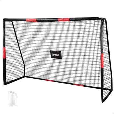 AKTIVE Portería de fútbol de Acero, Estructura Desmontable, Fácil de Montar, 240x85x160 cm, con Red de poliéster, Incluye 6 piquetas para fijación, Resistente y Ligera, óptimo para Entrenar AKTIVE Portería de fútbol de Acero, Estructura Desmontable, Fácil de Montar, 240x85x160 cm, con Red de poliéster, Incluye 6 piquetas para fijación, Resistente y Ligera, óptimo para Entrenar