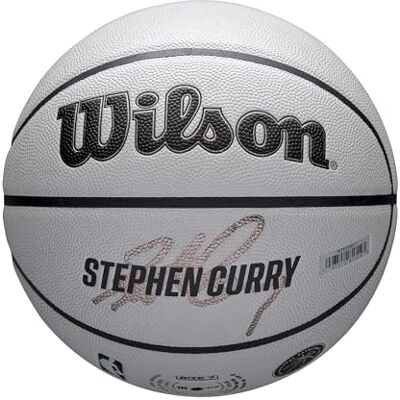 Wilson Balón NBA Player Icon UV, Diseño Stephen Curry, con Protección UV y Textura Pure Feel, Proporciona Recubrimiento de Agarre Verdadero y Rebote Confiable, Color: Gris, Talla: 7 Wilson Balón NBA Player Icon UV, Diseño Stephen Curry, con Protección UV y Textura Pure Feel, Proporciona Recubrimiento de Agarre Verdadero y Rebote Confiable, Color: Gris, Talla: 7