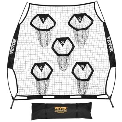VEVOR Red de Lanzamiento a Entrenador de Fútbol, 208 x 91 x 189 cm, con Bolsa de Almacenamiento Portátil, Cuerdas y Red sin Nudos, para Entrenamiento Precisión de Pases de Mariscal de Campo, Negro VEVOR Red de Lanzamiento a Entrenador de Fútbol, 208 x 91 x 189 cm, con Bolsa de Almacenamiento Portátil, Cuerdas y Red sin Nudos, para Entrenamiento Precisión de Pases de Mariscal de Campo, Negro