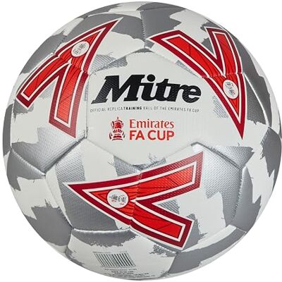 Mitre FA Cup Train Fútbol Balón de fútbol de Entrenamiento de la FA Cup, para Unisex Adulto, diseño extraduradero Talla 3, Blanco/Plata/Rojo Mitre FA Cup Train Fútbol Balón de fútbol de Entrenamiento de la FA Cup, para Unisex Adulto, diseño extraduradero Talla 3, Blanco/Plata/Rojo