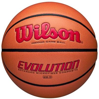 Wilson Balón de Baloncesto, Evolution Game Ball, Interior, Cuero Compuesto, Escuela Secundaria, Tamaño Oficial 74.9 Cm, Rojo Wilson Balón de Baloncesto, Evolution Game Ball, Interior, Cuero Compuesto, Escuela Secundaria, Tamaño Oficial 74.9 Cm, Rojo