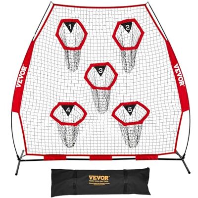 VEVOR Red de práctica de Lanzamiento para Entrenador de fútbol, 2265 x 1060 x 2100 mm, con 5 Bolsillos para Objetivos, para Entrenamiento de precisión de pases de Mariscal de Campo, Color Rojo VEVOR Red de práctica de Lanzamiento para Entrenador de fútbol, 2265 x 1060 x 2100 mm, con 5 Bolsillos para Objetivos, para Entrenamiento de precisión de pases de Mariscal de Campo, Color Rojo