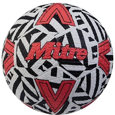 Mitre Balón de fútbol Callejero Unisex Extremadamente Duradero Superficies duras, Blanco/Negro/Babero Rojo, 3 Mitre Balón de fútbol Callejero Unisex Extremadamente Duradero Superficies duras, Blanco/Negro/Babero Rojo, 3