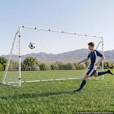 VEVOR Portería de Fútbol 3,66 x 1,83 m, con Marco de Hierro y Red de PE Para Entrenamiento al Aire Libre, Estructura Robusta y Estable, con Estacas para Suelo y Correas, para Jóvenes y Adultos VEVOR Portería de Fútbol 3,66 x 1,83 m, con Marco de Hierro y Red de PE Para Entrenamiento al Aire Libre, Estructura Robusta y Estable, con Estacas para Suelo y Correas, para Jóvenes y Adultos