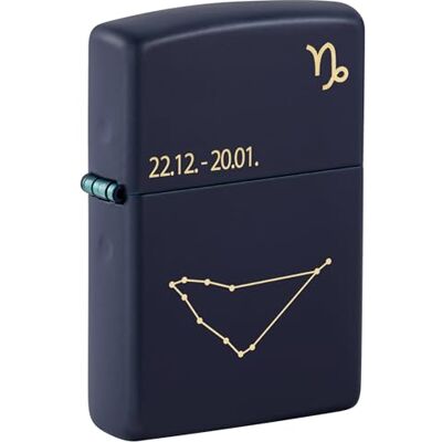 Zippo Sturmfeuerzeug Zodiac Capricorn, Navy Matte, Laser Engrave Nachfüllbar Wiederverwendbar Windfestes Design Geschenkbox Made in USA Zippo Sturmfeuerzeug Zodiac Capricorn, Navy Matte, Laser Engrave Nachfüllbar Wiederverwendbar Windfestes Design Geschenkbox Made in USA