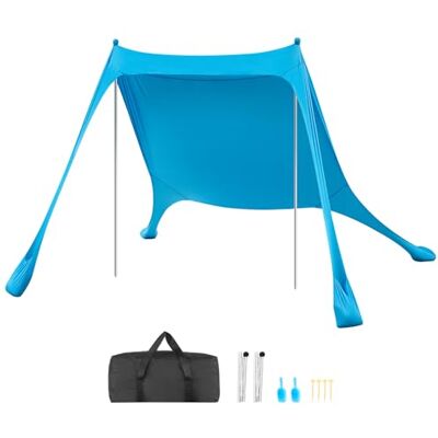 VEVOR Tienda de Playa Desplegable 2,3 x 2,3 m, Toldo de Playa Portátil, Protección UPF 50+, con Polos de Aluminio Palas y Sacos de Arena, Carpa Solar Plegable para Vacaciones Viaje Camping, Color Azul VEVOR Tienda de Playa Desplegable 2,3 x 2,3 m, Toldo de Playa Portátil, Protección UPF 50+, con Polos de Aluminio Palas y Sacos de Arena, Carpa Solar Plegable para Vacaciones Viaje Camping, Color Azul