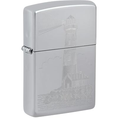 Zippo Encendedor, Metal, Cromo Pulido, tamaño estándar Zippo Encendedor, Metal, Cromo Pulido, tamaño estándar