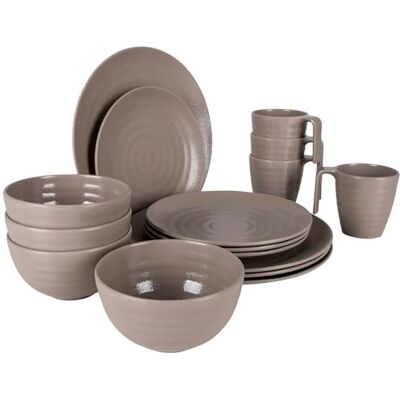 Bo-Camp BC Vajilla piedra 16P melami beige para campistas y outdoor, para comodidad y practicidad al aire libre Bo-Camp BC Vajilla piedra 16P melami beige para campistas y outdoor, para comodidad y practicidad al aire libre