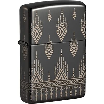 Zippo Encendedor a Prueba de Viento Patrón Tribal Oriental Acabado Negro Pulido, Grabado Láser 360 Recargable Reutilizable Diseño a Prueba de Viento Caja de Regalo Hecho en EEUU Zippo Encendedor a Prueba de Viento Patrón Tribal Oriental Acabado Negro Pulido, Grabado Láser 360 Recargable Reutilizable Diseño a Prueba de Viento Caja de Regalo Hecho en EEUU