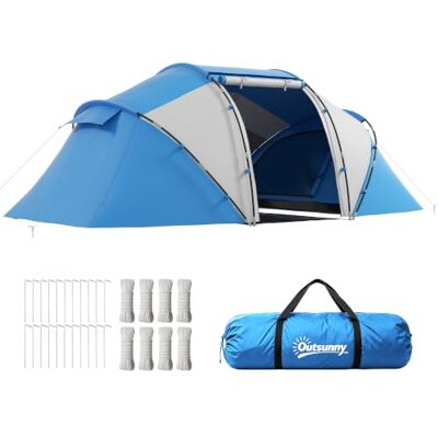 Outsunny Tienda de campaña Familiar (4 a 6 Personas), Impermeable, Ligera, ventilada, 2 cabañas, Ventana, Gran Puerta, fácil de Montar, 4,3 x 2,4 x 1,7 cm, Color Azul y Blanco Outsunny Tienda de campaña Familiar (4 a 6 Personas), Impermeable, Ligera, ventilada, 2 cabañas, Ventana, Gran Puerta, fácil de Montar, 4,3 x 2,4 x 1,7 cm, Color Azul y Blanco
