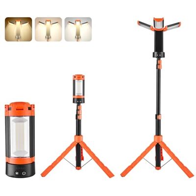 VEVOR Luz de Trabajo LED con Trípode 10 Ah, Foco Recargable de Trabajo con 3 Cabezales, Recargable, Inalámbrica, 2200 Lúmenes, 3000 K-6500 K, Iluminación Portátil para Obras de Construcción, Camping VEVOR Luz de Trabajo LED con Trípode 10 Ah, Foco Recargable de Trabajo con 3 Cabezales, Recargable, Inalámbrica, 2200 Lúmenes, 3000 K-6500 K, Iluminación Portátil para Obras de Construcción, Camping