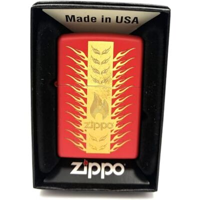 Zippo Encendedor a prueba de viento Flames, Red Matte, Laser Engrave/Auto Engrave Recargable Reutilizable Diseño a prueba de viento Caja regalo Fabricado en Estados Unidos Zippo Encendedor a prueba de viento Flames, Red Matte, Laser Engrave/Auto Engrave Recargable Reutilizable Diseño a prueba de viento Caja regalo Fabricado en Estados Unidos