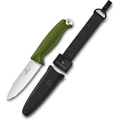 Victorinox Navaja suiza de bolsillo Venture, 5 funciones, Hecha en Suiza, navaja deportiva de hoja fija incl. hoja de 10,5 cm y agujero hexagonal, espiga completa, verde oliva Victorinox Navaja suiza de bolsillo Venture, 5 funciones, Hecha en Suiza, navaja deportiva de hoja fija incl. hoja de 10,5 cm y agujero hexagonal, espiga completa, verde oliva