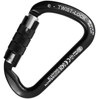 Kong Mosquetón Grande Multiusos de aleación Ligera/Abrazadera Twist Lock, Negro/Brillante/Negro Kong Mosquetón Grande Multiusos de aleación Ligera/Abrazadera Twist Lock, Negro/Brillante/Negro