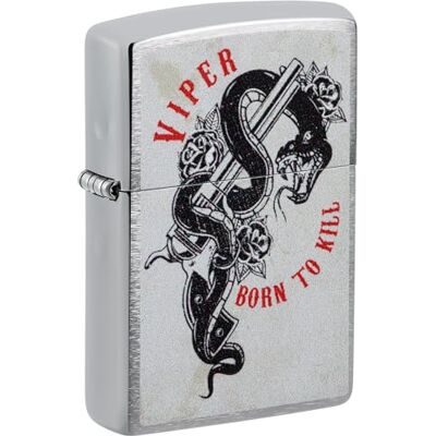 Zippo Encendedor a Prueba de Viento Viper, Brushed Chrome, Color Image Recargable Reutilizable Diseño a Prueba de Viento Caja Regalo Fabricado en Estados Unidos Zippo Encendedor a Prueba de Viento Viper, Brushed Chrome, Color Image Recargable Reutilizable Diseño a Prueba de Viento Caja Regalo Fabricado en Estados Unidos