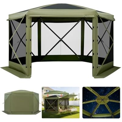 VEVOR Carpa Plegable de 6 Lados 3 x 3 m, Pérgola de Jardín con Techo Desmontable y Bolsa de Transporte, Carpa de Exterior para 6 a 8 Personas, para Fiesta, Camping, Playa, Patio, Jardín, Verde VEVOR Carpa Plegable de 6 Lados 3 x 3 m, Pérgola de Jardín con Techo Desmontable y Bolsa de Transporte, Carpa de Exterior para 6 a 8 Personas, para Fiesta, Camping, Playa, Patio, Jardín, Verde