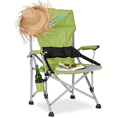 Relaxdays Silla Plegable de Camping XL, Aluminio y Poliéster, Verde, 102x66x61 cm Relaxdays Silla Plegable de Camping XL, Aluminio y Poliéster, Verde, 102x66x61 cm