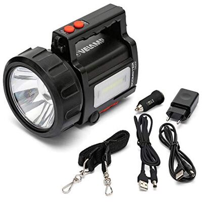 Velamp Linterna LED recargable de 735 lúmenes (10W), lámpara recargable. Powerbank. Lámpara anti-apagón Resistente al agua. Para camping, pesca, trekking, emergencias, súper equipado. Velamp Linterna LED recargable de 735 lúmenes (10W), lámpara recargable. Powerbank. Lámpara anti-apagón Resistente al agua. Para camping, pesca, trekking, emergencias, súper equipado.