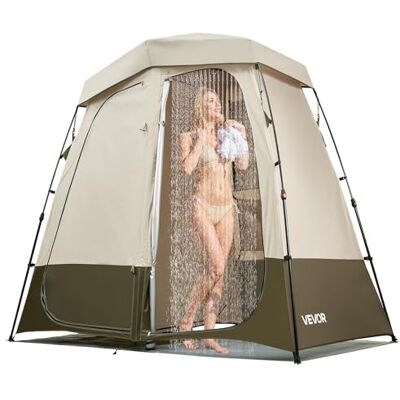 VEVOR Tienda de Campaña con Ducha y Baño, con Mampara de Privacidad y Cambiador, con Piquetas, Cuerdas, Bolsa de Transporte y Barra Transversal, para Camping, Playa, Caqui, 2500 x 1220 x 2180 mm VEVOR Tienda de Campaña con Ducha y Baño, con Mampara de Privacidad y Cambiador, con Piquetas, Cuerdas, Bolsa de Transporte y Barra Transversal, para Camping, Playa, Caqui, 2500 x 1220 x 2180 mm