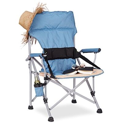 Relaxdays Silla Plegable de Camping XL, Aluminio y Poliéster, Azul, 102x66x61 cm Relaxdays Silla Plegable de Camping XL, Aluminio y Poliéster, Azul, 102x66x61 cm
