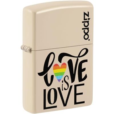 Zippo Encendedor a Prueba de Viento Love is Love, Flat Sand, Color Image Recargable Reutilizable Diseño a Prueba de Viento Caja Regalo Fabricado en Estados Unidos Zippo Encendedor a Prueba de Viento Love is Love, Flat Sand, Color Image Recargable Reutilizable Diseño a Prueba de Viento Caja Regalo Fabricado en Estados Unidos