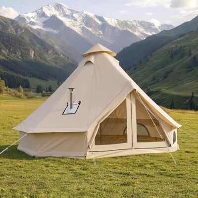 VEVOR Tienda de Campaña para 5-7 Personas, Carpa Yurta de Tela Oxford, Tienda de Campaña Impermeable, con Suelo Desmontable con Cremallera Salida de Humos, para Glamping Camping Outdoor Fiestas, Beige VEVOR Tienda de Campaña para 5-7 Personas, Carpa Yurta de Tela Oxford, Tienda de Campaña Impermeable, con Suelo Desmontable con Cremallera Salida de Humos, para Glamping Camping Outdoor Fiestas, Beige