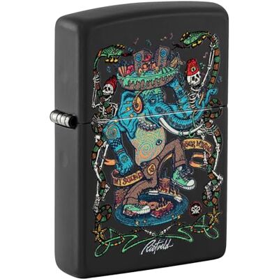 Zippo Sturmfeuerzeug Rick Rietveld, Black Matte, Black Light Nachfüllbar Wiederverwendbar Windfestes Design Geschenkbox Made in USA Zippo Sturmfeuerzeug Rick Rietveld, Black Matte, Black Light Nachfüllbar Wiederverwendbar Windfestes Design Geschenkbox Made in USA