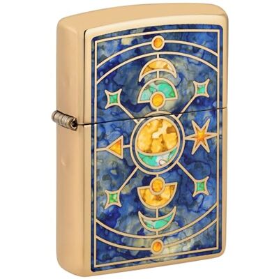 Zippo Sturmfeuerzeug Star Constellation, High Polish Brass, Fusion Nachfüllbar Wiederverwendbar Windfestes Design Geschenkbox Made in USA Zippo Sturmfeuerzeug Star Constellation, High Polish Brass, Fusion Nachfüllbar Wiederverwendbar Windfestes Design Geschenkbox Made in USA
