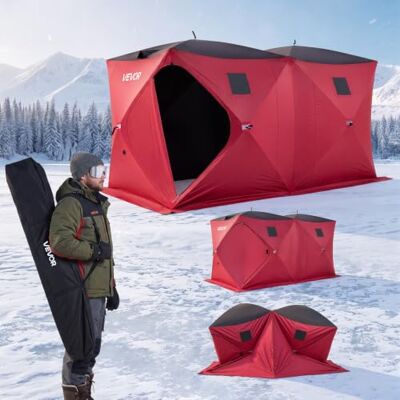 VEVOR Tienda de campaña desplegable para pesca en hielo, opción aislada y 11 tipos opcionales, shanty portátil estilo cubo para pesca de invierno, tela Oxford impermeable con anclas VEVOR Tienda de campaña desplegable para pesca en hielo, opción aislada y 11 tipos opcionales, shanty portátil estilo cubo para pesca de invierno, tela Oxford impermeable con anclas