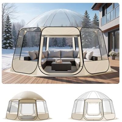 VEVOR Tienda de Campaña Plegable, 458 x 432 x 230 cm, Impermeable y Resistente a Los Rayos UV, Tienda Transparente con Ventanas y Vista Panorámica de 540° para 12-15 Personas para Patio y Jardín VEVOR Tienda de Campaña Plegable, 458 x 432 x 230 cm, Impermeable y Resistente a Los Rayos UV, Tienda Transparente con Ventanas y Vista Panorámica de 540° para 12-15 Personas para Patio y Jardín