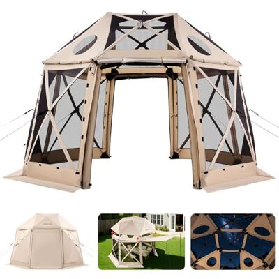 VEVOR Carpa Plegable de Lados, Pérgola de Jardín con Techo Desmontable y Bolsa de Transporte, Carpa de Exterior para Personas, para Fiesta, Camping, Playa, Patio (Beige, 12 x 12 ft) VEVOR Carpa Plegable de Lados, Pérgola de Jardín con Techo Desmontable y Bolsa de Transporte, Carpa de Exterior para Personas, para Fiesta, Camping, Playa, Patio (Beige, 12 x 12 ft)