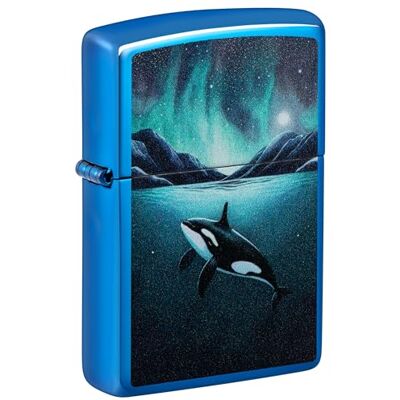 Zippo Sturmfeuerzeug Whale, High Polish Blue, Color Image Nachfüllbar Wiederverwendbar Windfestes Design Geschenkbox Made in USA Zippo Sturmfeuerzeug Whale, High Polish Blue, Color Image Nachfüllbar Wiederverwendbar Windfestes Design Geschenkbox Made in USA