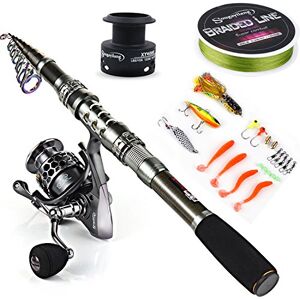 Sougayilang Combos telescópicos de Carrete de caña de Pescar con caña de Pescar de Fibra de Carbono, carretes giratorios y Accesorios de Pesca para Viajes, océano, Agua Salada, Pesca en Agua Dulce Sougayilang Combos telescópicos de Carrete de caña de Pescar con caña de Pescar de Fibra de Carbono, carretes giratorios y Accesorios de Pesca para Viajes, océano, Agua Salada, Pesca en Agua Dulce