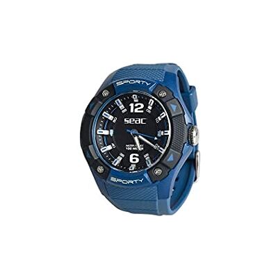 SEAC Sporty Reloj Agua asta 100 MT, Caja en Acero Inoxidable, resistiente Correa en Goma, Unisex-Adult, Azul, estándar SEAC Sporty Reloj Agua asta 100 MT, Caja en Acero Inoxidable, resistiente Correa en Goma, Unisex-Adult, Azul, estándar