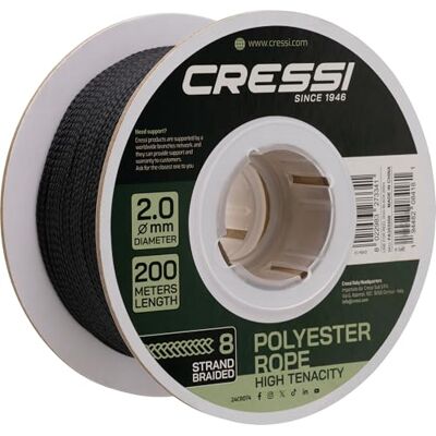 CRESSI dal 1946 Line for Reel Ø2mm Black 200m Bobina 200m Cabo Ø2mm de poliéster Superresistente para Carrete de Fusil, Negro, Adultos CRESSI dal 1946 Line for Reel Ø2mm Black 200m Bobina 200m Cabo Ø2mm de poliéster Superresistente para Carrete de Fusil, Negro, Adultos