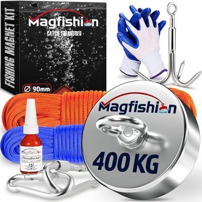 Magfishion Juego de Pesca Magnética 400 KG Ø90mm Imanes Potentes Magfishion Juego de Pesca Magnética 400 KG Ø90mm Imanes Potentes