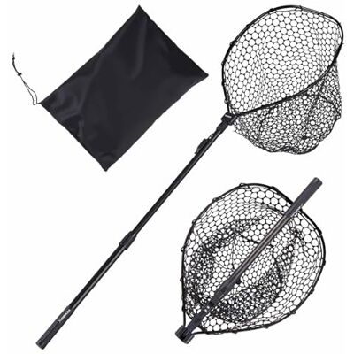VEVOR Red de Pesca de Aluminio 143 cm, Red de Aterrizaje de Peces con Malla de Silicona Suave y Mango de PE, Ligera y Resistente, Sacadera Soporta hasta 4 kg, para Kayak, Barco, Orilla, Estanque VEVOR Red de Pesca de Aluminio 143 cm, Red de Aterrizaje de Peces con Malla de Silicona Suave y Mango de PE, Ligera y Resistente, Sacadera Soporta hasta 4 kg, para Kayak, Barco, Orilla, Estanque