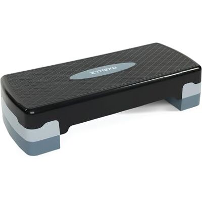 TREXO Caminata aeróbica (68 x 28 cm, altura ajustable, 15-20 cm, polipropileno duradero y TPR de alta calidad, color gris TREXO Caminata aeróbica (68 x 28 cm, altura ajustable, 15-20 cm, polipropileno duradero y TPR de alta calidad, color gris