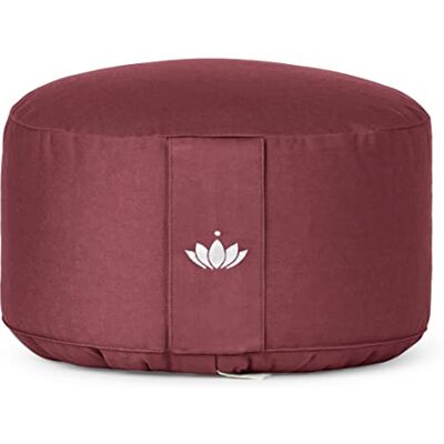 Lotuscrafts Cojín de meditación, extra alto (20 cm), funda de algodón orgánico, certificado GOTS, rojo burdeos Lotuscrafts Cojín de meditación, extra alto (20 cm), funda de algodón orgánico, certificado GOTS, rojo burdeos