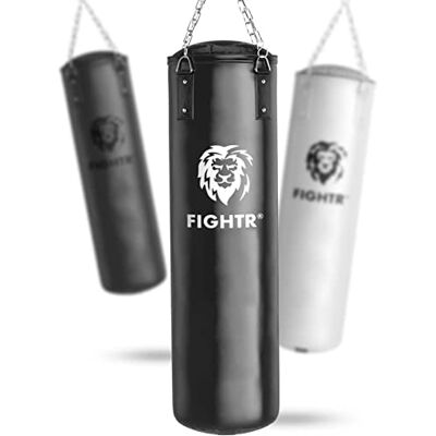 FIGHTR ® Saco de boxeo relleno/sin relleno, extremadamente resistente y duradero, incluye cadena de acero de 4 puntos para boxeo, kickboxing, MMA, Muay Thai y otras artes marciales FIGHTR ® Saco de boxeo relleno/sin relleno, extremadamente resistente y duradero, incluye cadena de acero de 4 puntos para boxeo, kickboxing, MMA, Muay Thai y otras artes marciales
