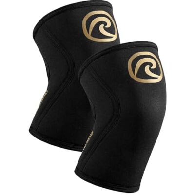 Rehband Rodillera 5 mm Neopreno para CrossFit y Weightlifting, Knee Sleeve Compresión Functional Fitness, Soporte de Rodilla para Halterofilia y Musculación, Color:Dorado/Negro 1 Par, Talla:S Rehband Rodillera 5 mm Neopreno para CrossFit y Weightlifting, Knee Sleeve Compresión Functional Fitness, Soporte de Rodilla para Halterofilia y Musculación, Color:Dorado/Negro 1 Par, Talla:S